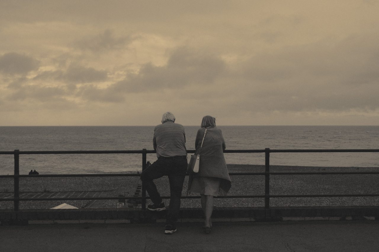 Australian old couple looking at horizon